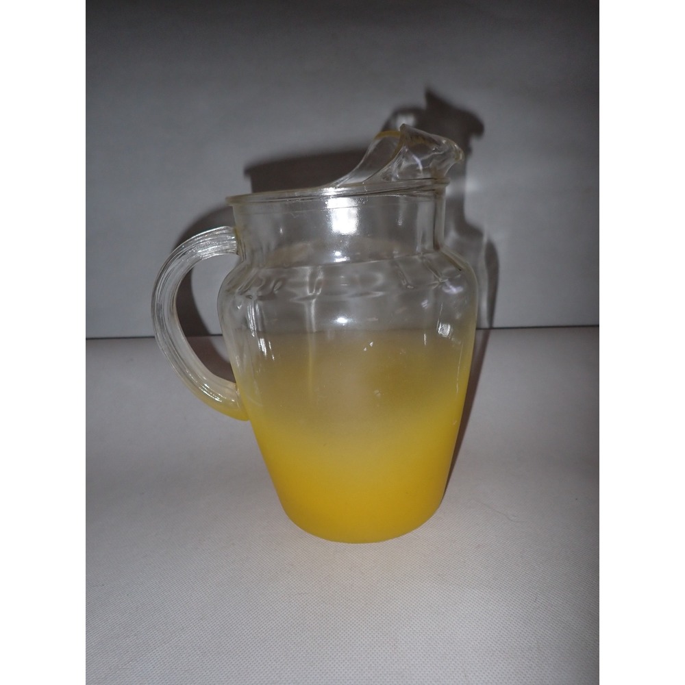 Vintage Frosted Ombre Glass Pitcher and 4 Tumbler Set Gold Rim Multi Color 5pc - Picture 8 of 15